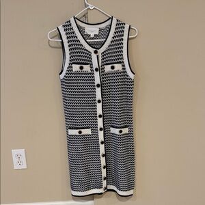 Tuckernuck Black and White Knit Button-Front Mini Dress